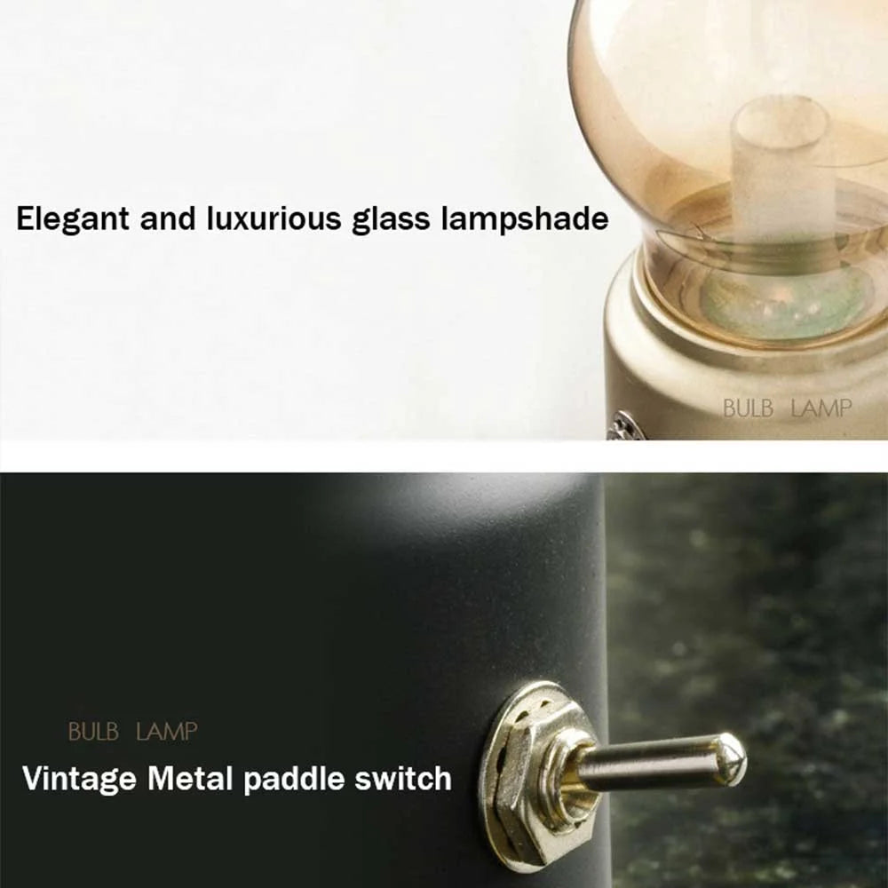 Retro Bulb Shape Bedside Desktop LED Lamp Rechargeable ABS+Glass Night Light - Gold - 5