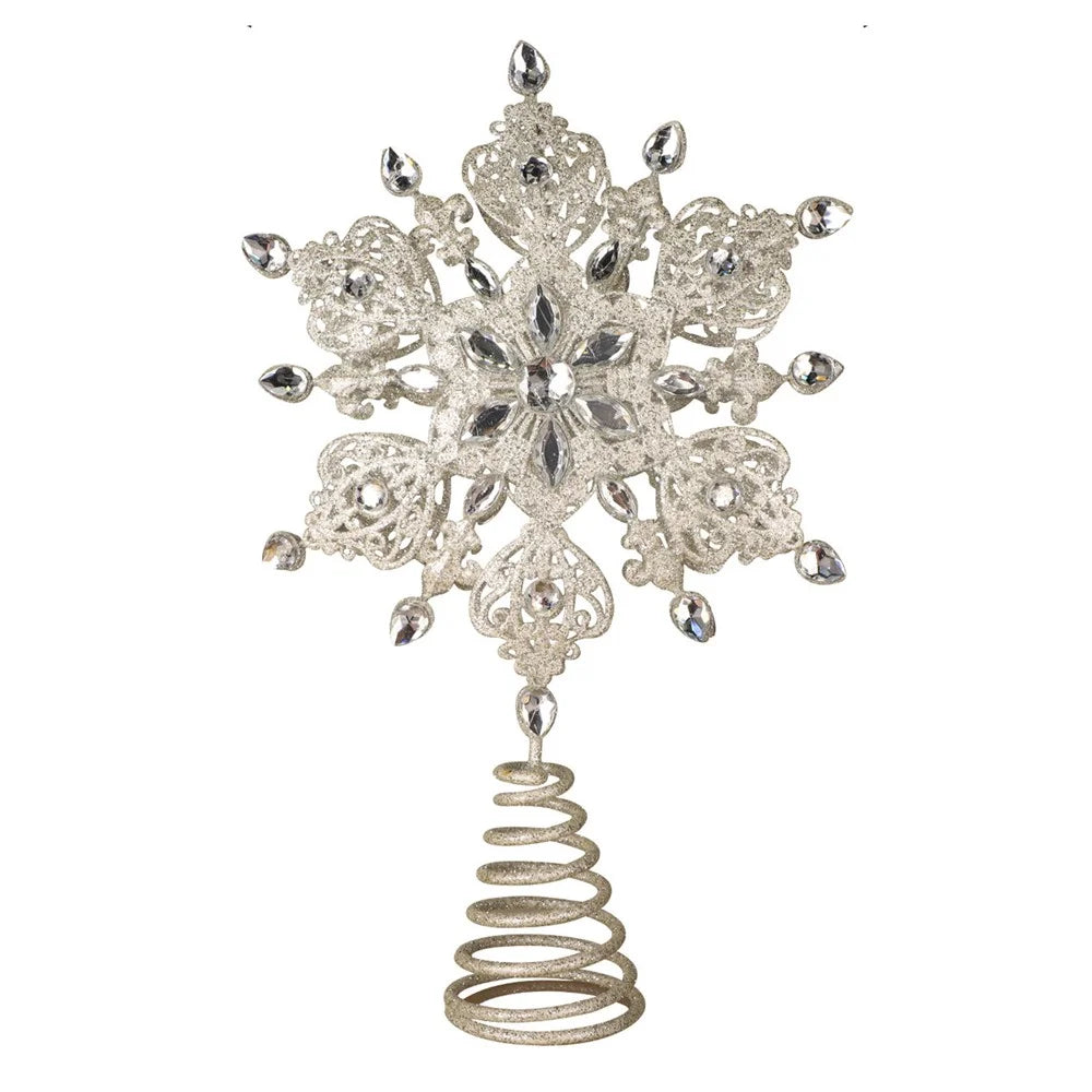 Christmas Tree Topper Glitter Snowflake Christmas Toppers Star Tree Top Ornament Decorations - Style B - 1