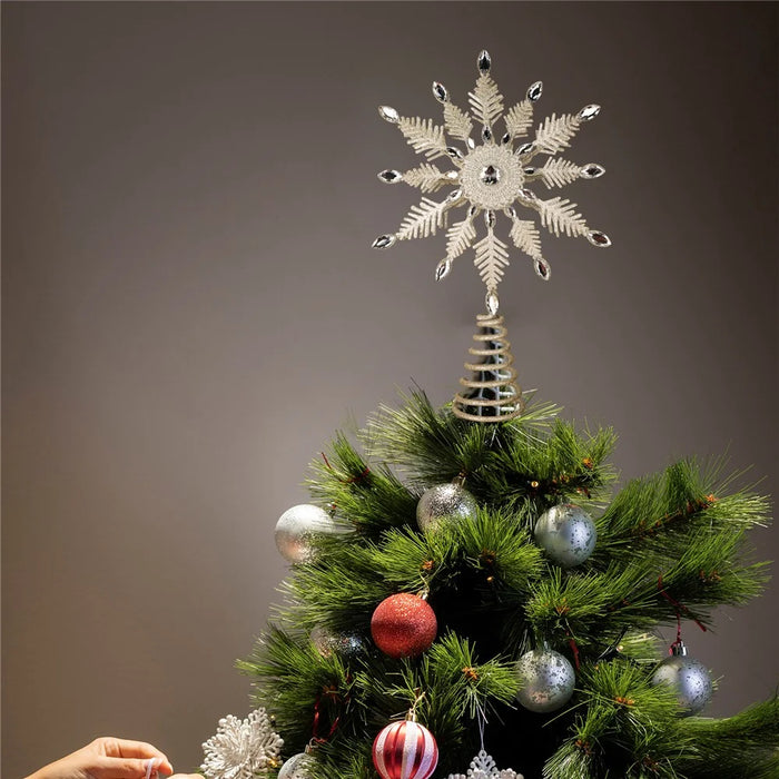 Christmas Tree Topper Glitter Snowflake Christmas Toppers Star Tree Top Ornament Decorations - Style B - 2
