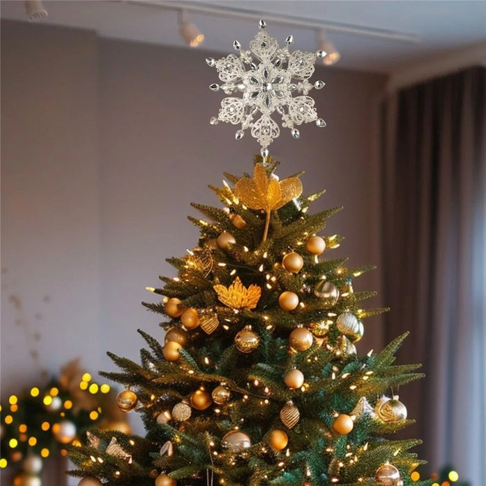 Christmas Tree Topper Glitter Snowflake Christmas Toppers Star Tree Top Ornament Decorations - Style B - 5