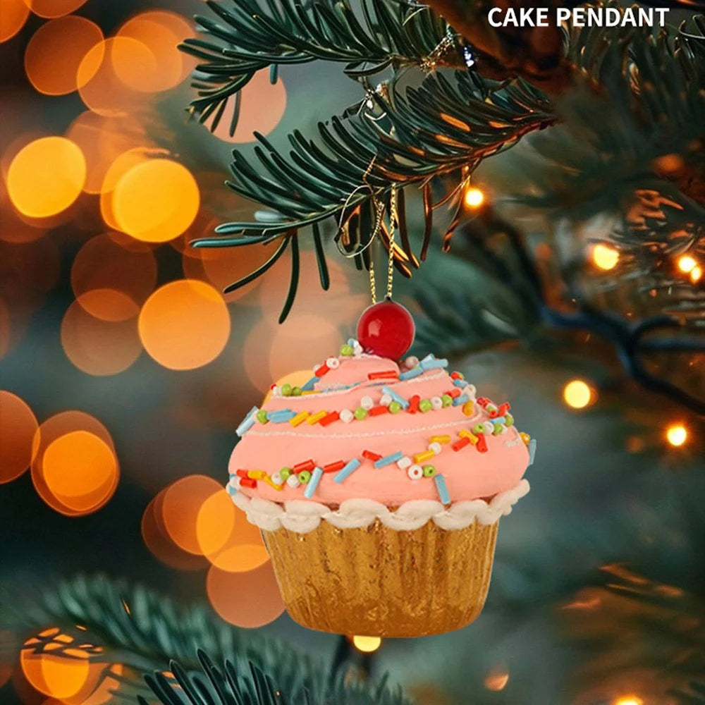 Christmas Cupcake Ornaments Christmas Tree Hanging Dessert Ornament Xmas Tree Pendant Decor - 2