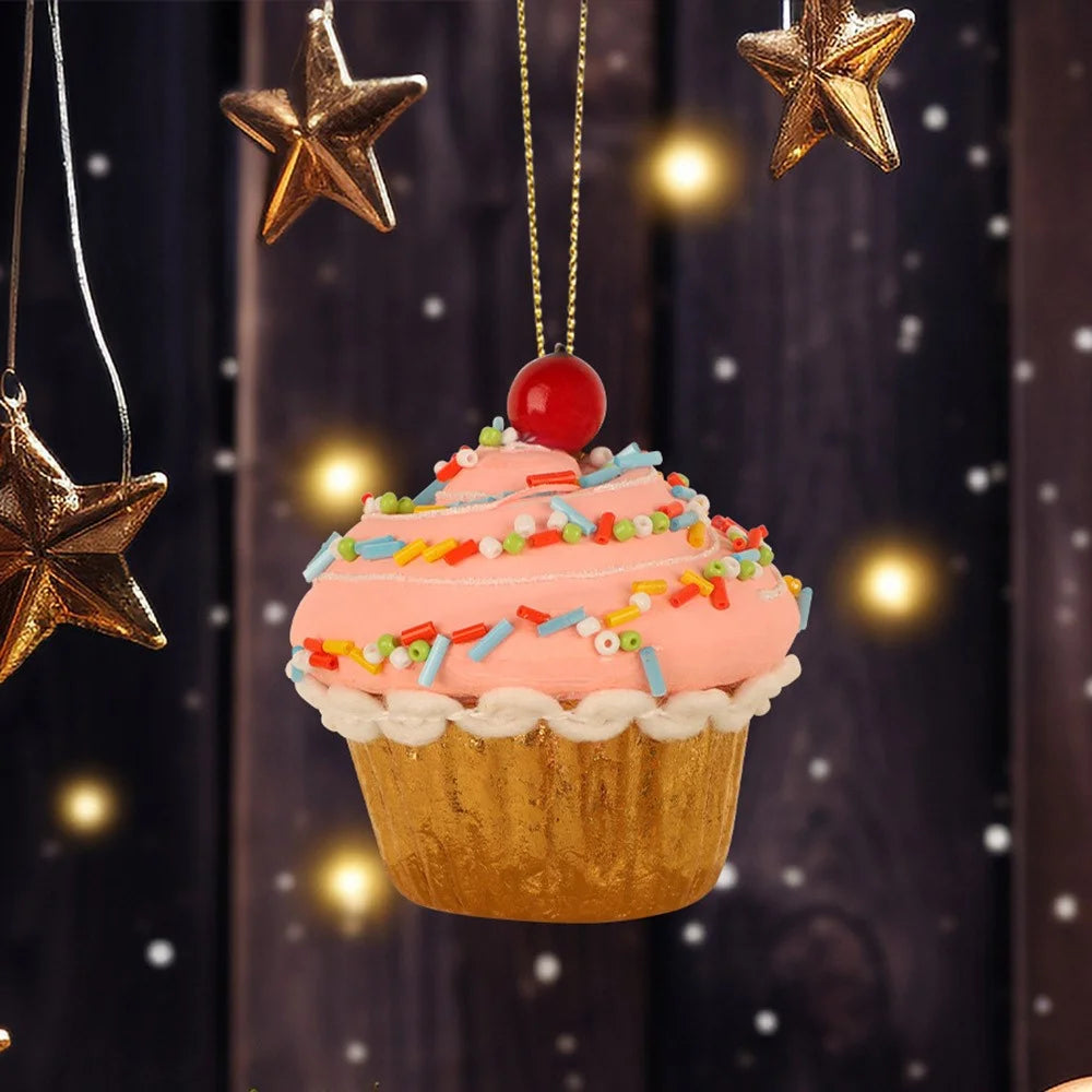 Christmas Cupcake Ornaments Christmas Tree Hanging Dessert Ornament Xmas Tree Pendant Decor - 5