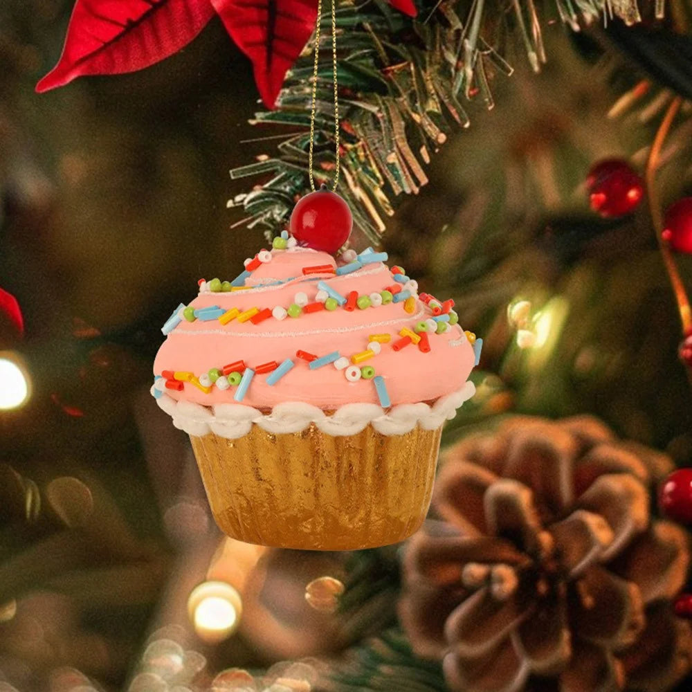 Christmas Cupcake Ornaments Christmas Tree Hanging Dessert Ornament Xmas Tree Pendant Decor - 6