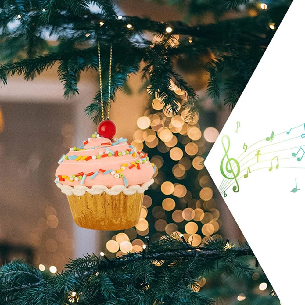 Christmas Cupcake Ornaments Christmas Tree Hanging Dessert Ornament Xmas Tree Pendant Decor - 7