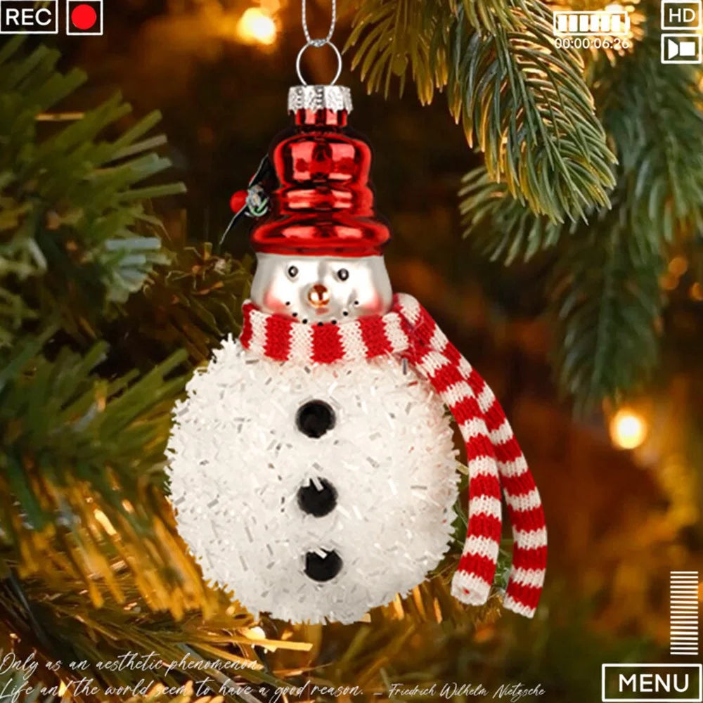 2Pcs Snowman Christmas Ornaments Glass Blown Xmas Tree Hanging Pendants for Christmas Home Decor - 3