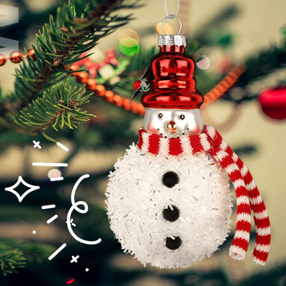 2Pcs Snowman Christmas Ornaments Glass Blown Xmas Tree Hanging Pendants for Christmas Home Decor - 5