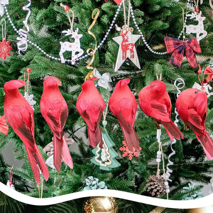 2Pcs Cardinal Clip On Christmas Tree Ornaments Artificial Red Birds Ornament for DIY Christmas Tree - HN-TF22207 - 3