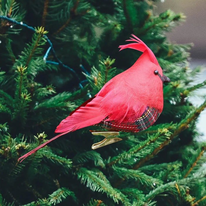 2Pcs Cardinal Clip On Christmas Tree Ornaments Artificial Red Birds Ornament for DIY Christmas Tree - HN-TF22207 - 4