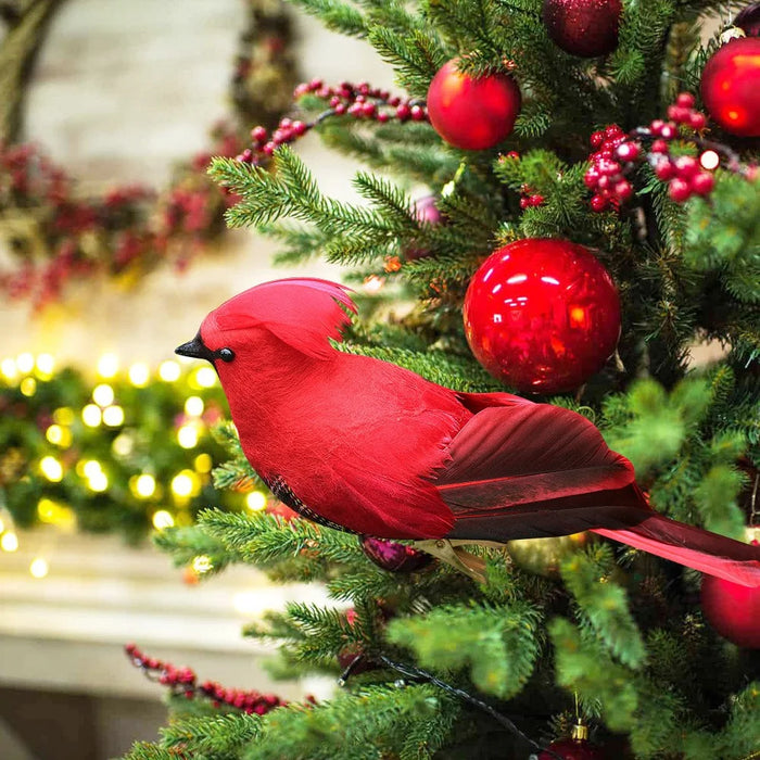 2Pcs Cardinal Clip On Christmas Tree Ornaments Artificial Red Birds Ornament for DIY Christmas Tree - HN-TF22207 - 6