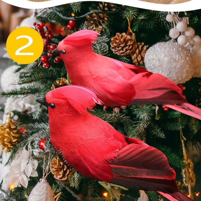2Pcs Cardinal Clip On Christmas Tree Ornaments Artificial Red Birds Ornament for DIY Christmas Tree - HN-TF22207 - 7