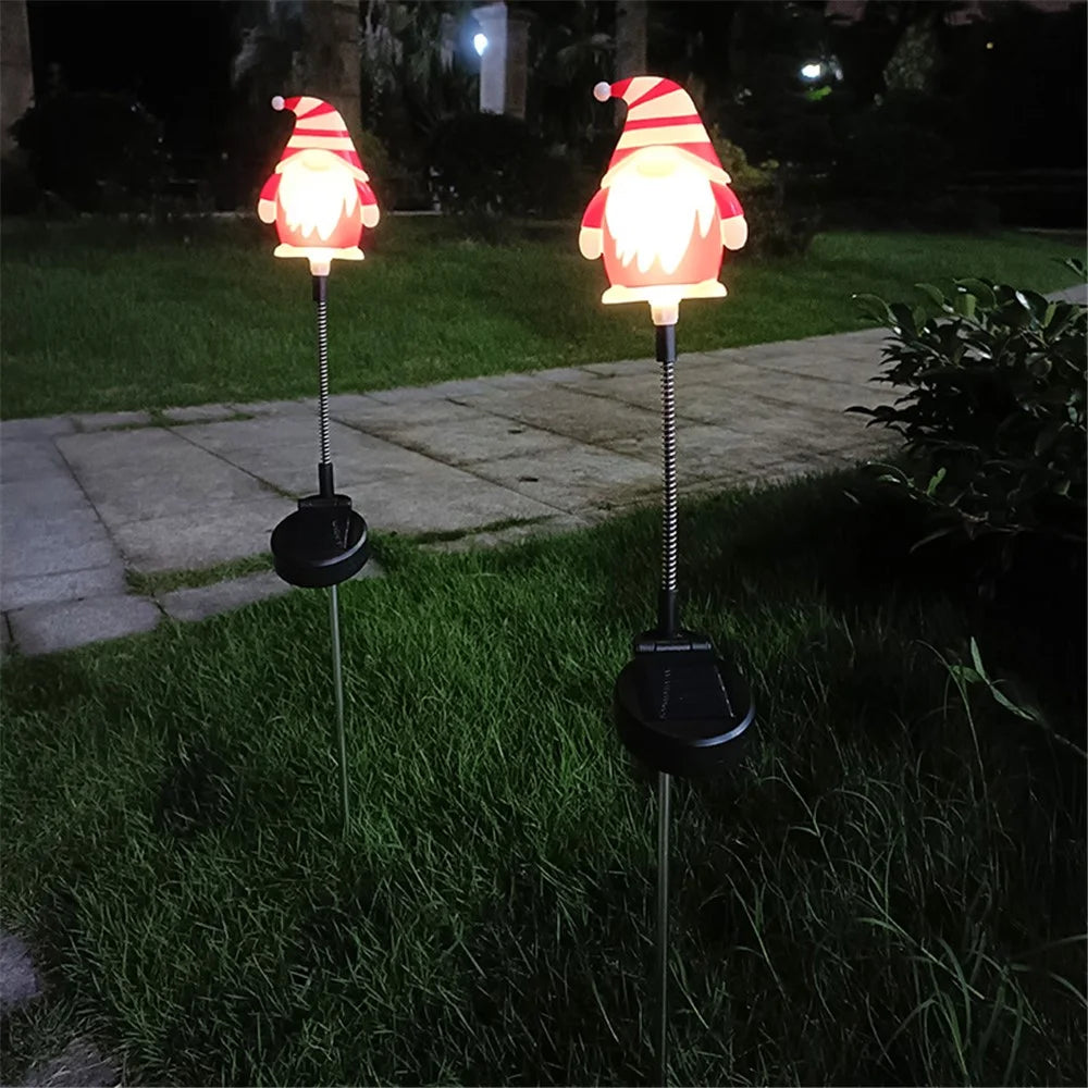 3Pcs / Set Christmas Tree Gnome Santa Swing Ground Plug Solar Lamp Holiday Garden Decoration - 4
