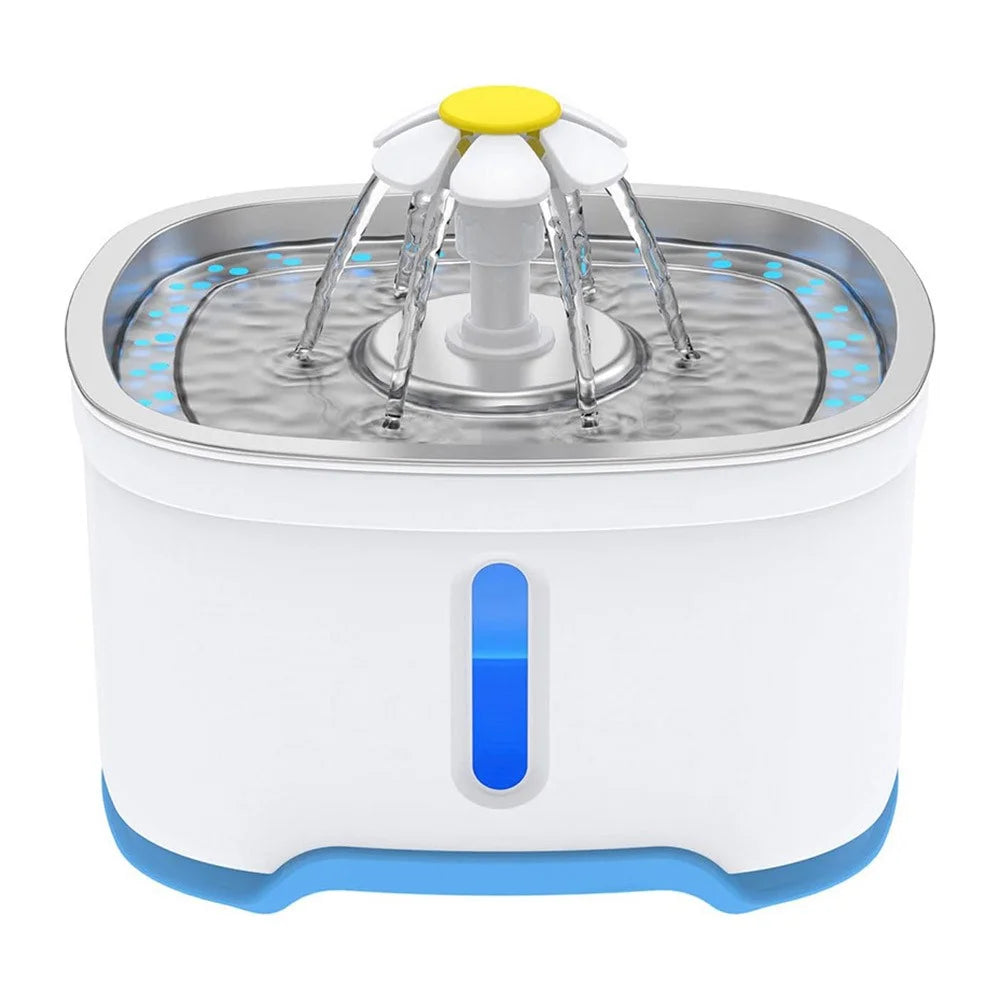 2.5L Oval Stainless Steel Pet Water Dispenser Automatic Cat Dog Water Drinking Fountain (CE / FCC / ROHS) - Blue - 1