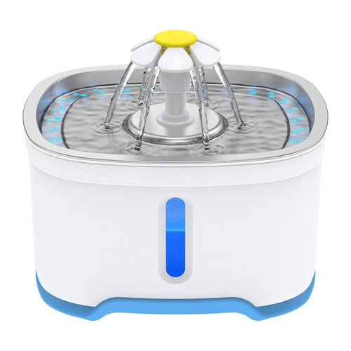 2.5L Oval Stainless Steel Pet Water Dispenser Automatic Cat Dog Water Drinking Fountain (CE / FCC / ROHS) - Blue - 1