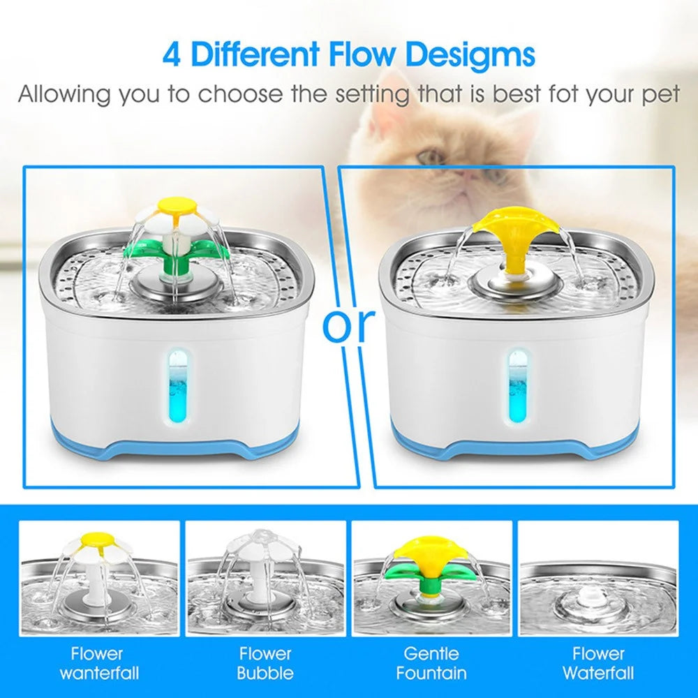 2.5L Oval Stainless Steel Pet Water Dispenser Automatic Cat Dog Water Drinking Fountain (CE / FCC / ROHS) - Blue - 3