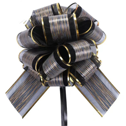 10Pcs 6 Inch Large Pull Bows Organza DIY Christmas Birthday Gift Packaging Wedding Party Decor - Black - 1