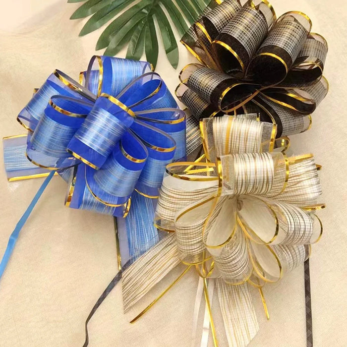 10Pcs 6 Inch Large Pull Bows Organza DIY Christmas Birthday Gift Packaging Wedding Party Decor - Black - 2