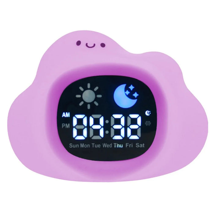 JL-820 Cartoon Cloud Shape White Noise Alarm Clock Sleep Bedside Lamp Tap Control Night Light - 1