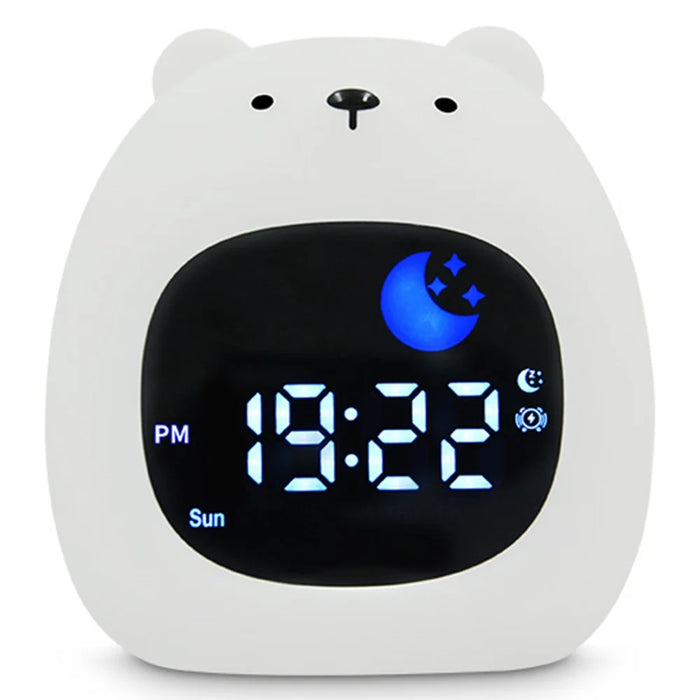 JL-827 Little Bear Shape White Noise Alarm Clock Sleep Bedside Lamp Tap Control Night Light - 1