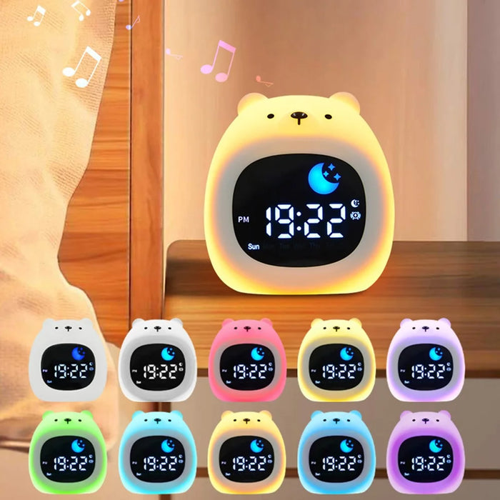 JL-827 Little Bear Shape White Noise Alarm Clock Sleep Bedside Lamp Tap Control Night Light - 3
