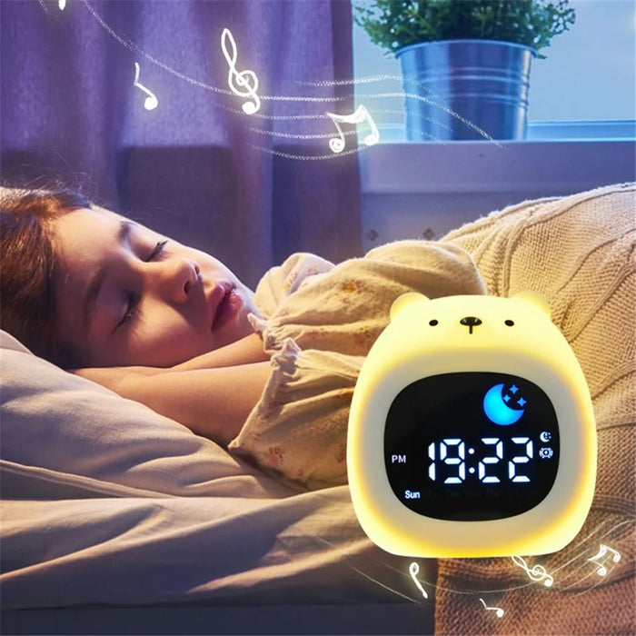 JL-827 Little Bear Shape White Noise Alarm Clock Sleep Bedside Lamp Tap Control Night Light - 6