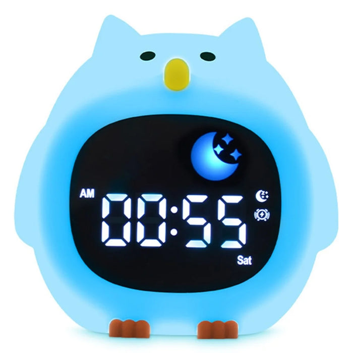 JL-825 Cartoon Owl Shape White Noise Alarm Clock Sleep Bedside Lamp Tap Control Night Light - 1