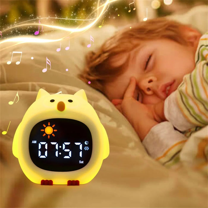 JL-825 Cartoon Owl Shape White Noise Alarm Clock Sleep Bedside Lamp Tap Control Night Light - 6