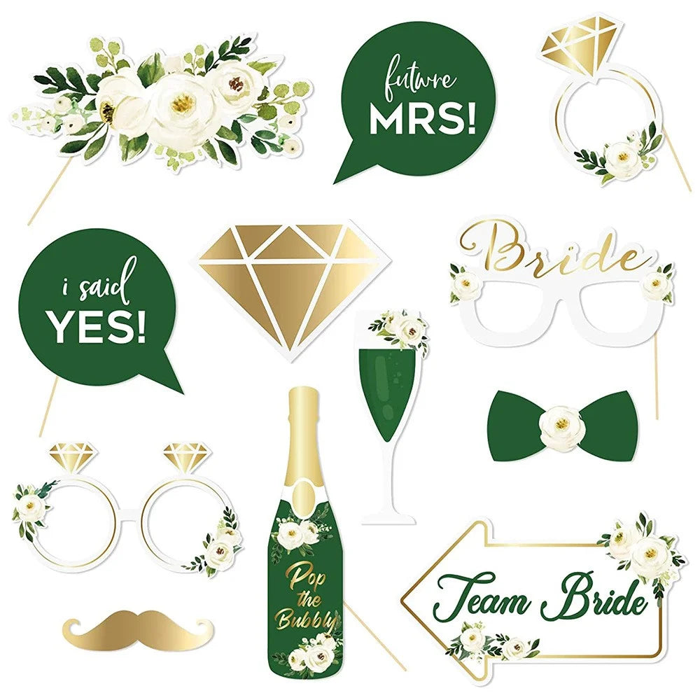 12Pcs / Set Wedding Photo Booth Props Engagement Bride Selfie Props Party Decoration - 1