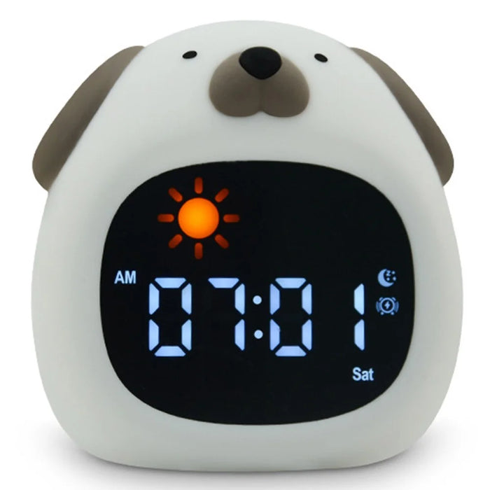 JL-824 Cartoon Dog Shape White Noise Alarm Clock Sleep Bedside Lamp Tap Control Night Light - 1