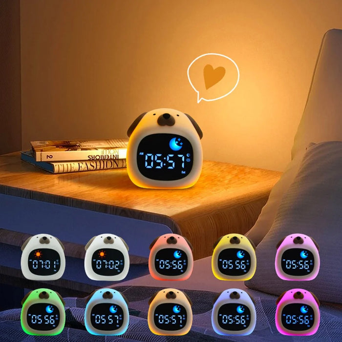 JL-824 Cartoon Dog Shape White Noise Alarm Clock Sleep Bedside Lamp Tap Control Night Light - 3