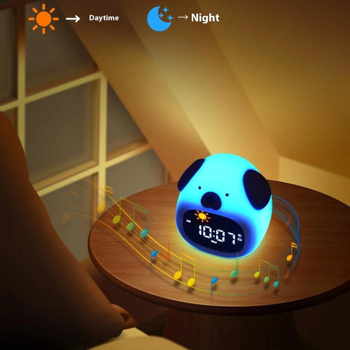 JL-824 Cartoon Dog Shape White Noise Alarm Clock Sleep Bedside Lamp Tap Control Night Light - 5