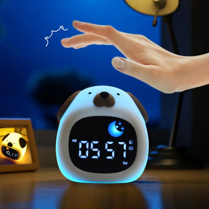 JL-824 Cartoon Dog Shape White Noise Alarm Clock Sleep Bedside Lamp Tap Control Night Light - 6