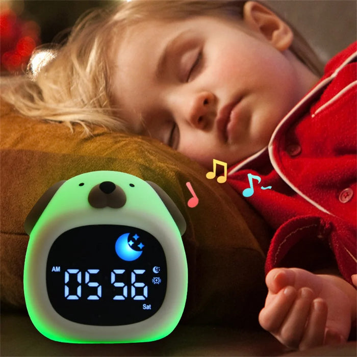 JL-824 Cartoon Dog Shape White Noise Alarm Clock Sleep Bedside Lamp Tap Control Night Light - 7