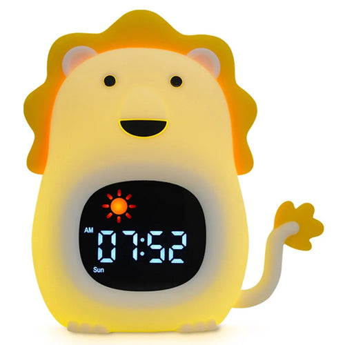 JL-822 Cartoon Lion Shape White Noise Alarm Clock Sleep Bedside Lamp Tap Control Night Light - 1