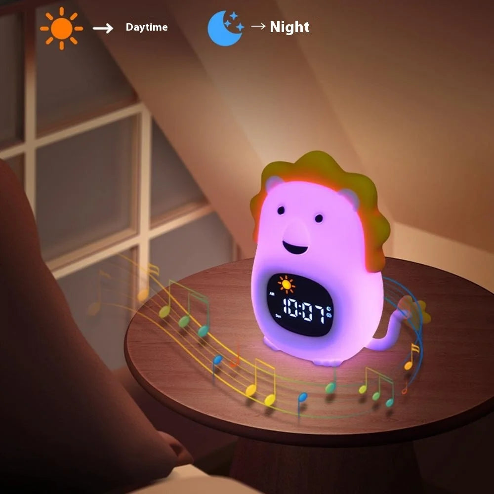 JL-822 Cartoon Lion Shape White Noise Alarm Clock Sleep Bedside Lamp Tap Control Night Light - 6