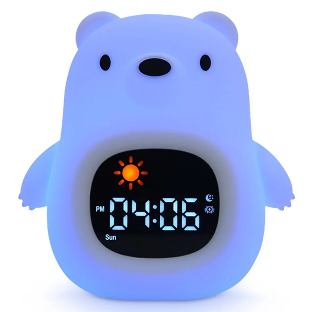 JL-821 White Bear Shape White Noise Alarm Clock Sleep Bedside Lamp Tap Control Night Light - 1
