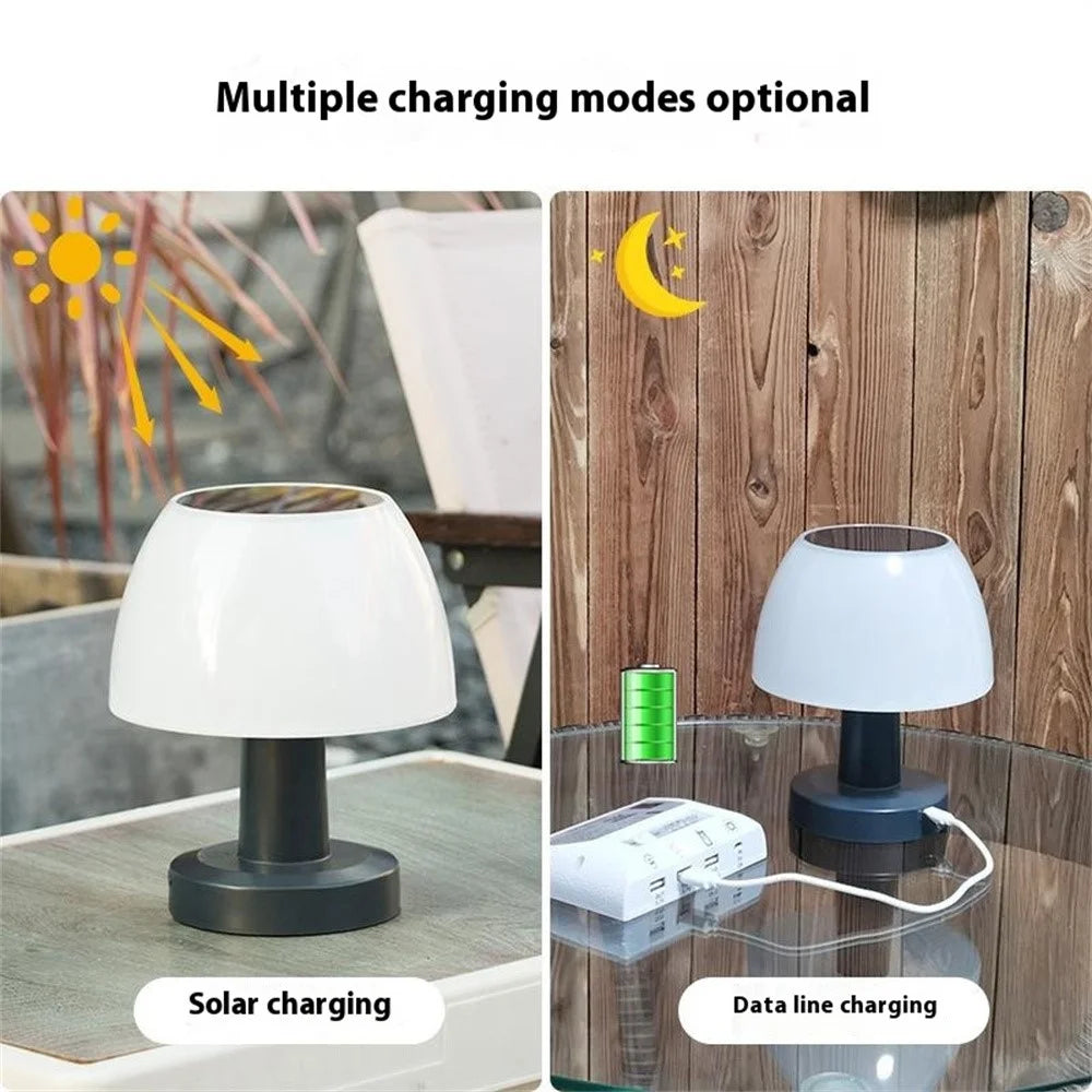 Mushroom Shape Solar Bar Restaurant Atmosphere Table Lamp Outdoor Solar Garden Night Light - 3