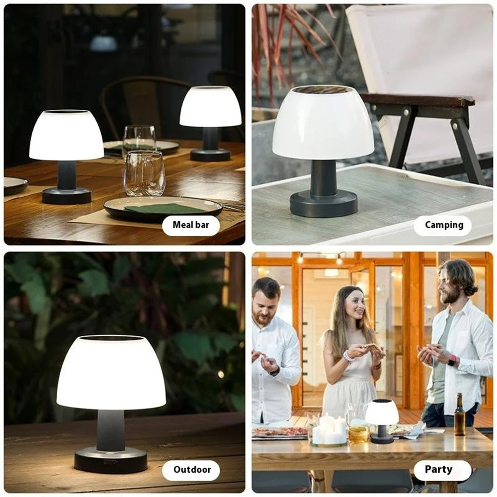 Mushroom Shape Solar Bar Restaurant Atmosphere Table Lamp Outdoor Solar Garden Night Light - 4