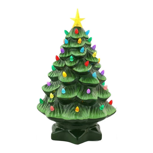 30cm LED Christmas Tree Ornaments Resin Tabletop Christmas Decorations with Multicolored Lights - Green - 1