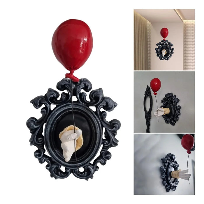 Gothic Resin Wall Art Decoration Ornament 3D Hand Red Ballon Wall Aesthetic Statue - 7