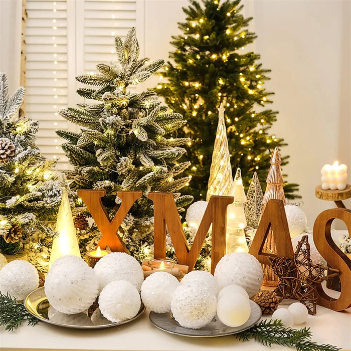 6Pcs / Set 10cm Christmas Ball Foam + Plastic Xmas Tree Decoration Holiday Hanging Ornament - White - 2