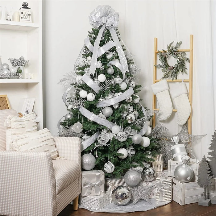 6Pcs / Set 10cm Christmas Ball Foam + Plastic Xmas Tree Decoration Holiday Hanging Ornament - White - 4
