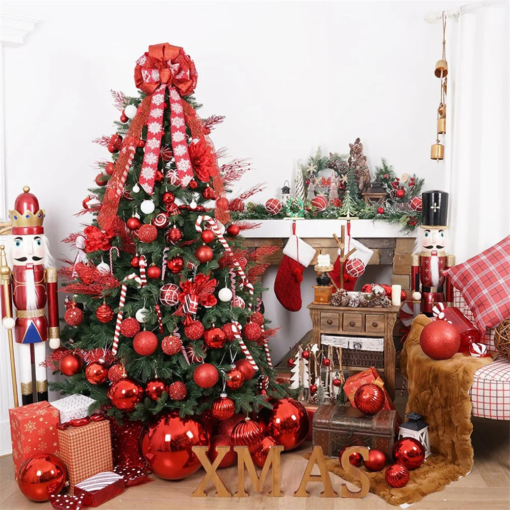 6Pcs / Set 10cm Christmas Ball Foam + Plastic Xmas Tree Decoration Holiday Hanging Ornament - Red - 3