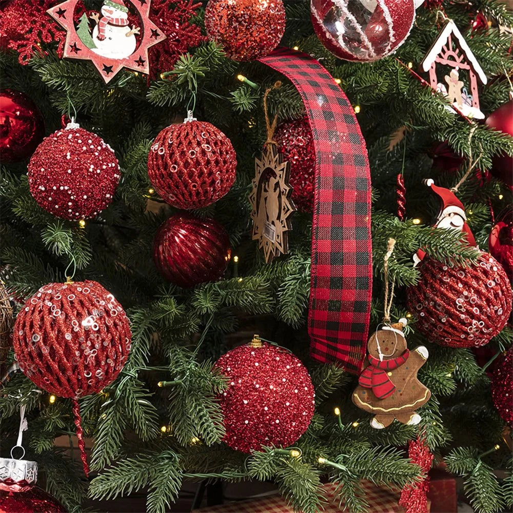 6Pcs / Set 10cm Christmas Ball Foam + Plastic Xmas Tree Decoration Holiday Hanging Ornament - Red - 5