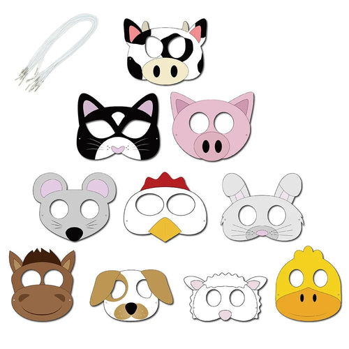 10Pcs / Set Farm Animal Masks Baby Children Birthday Theme Party Decor Gift Role Playing Game Props - 1