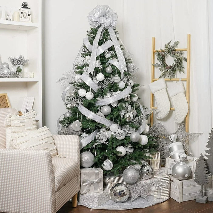 12Pcs / Set 8cm Christmas Ball Foam + Plastic Xmas Tree Decoration Holiday Hanging Ornament - White - 4