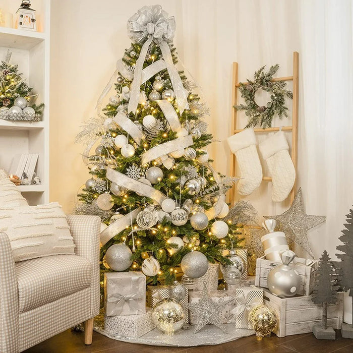 12Pcs / Set 8cm Christmas Ball Foam + Plastic Xmas Tree Decoration Holiday Hanging Ornament - White - 5