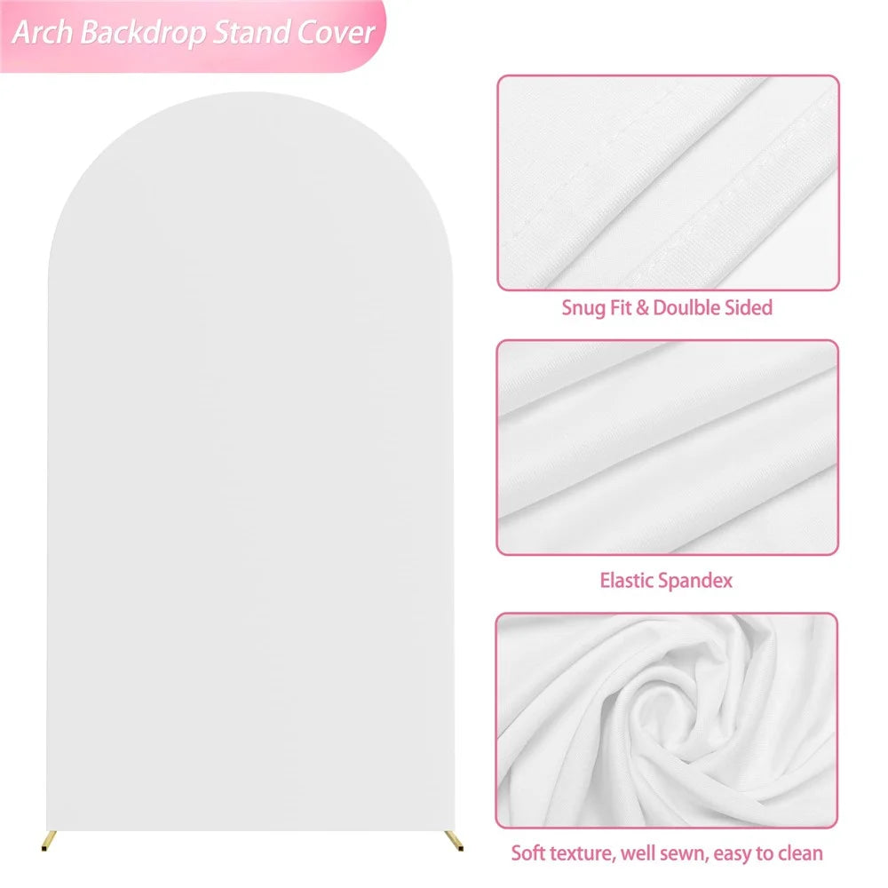 6.6FT 100x200cm U-Shape Backdrop Arch Frame Stand Elastic Cover for Wedding Ceremony Birthday Party - White - 3
