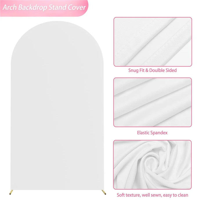 6FT 80x180cm U-Shape Backdrop Arch Frame Stand Elastic Cover for Wedding Ceremony Birthday Party - White - 3