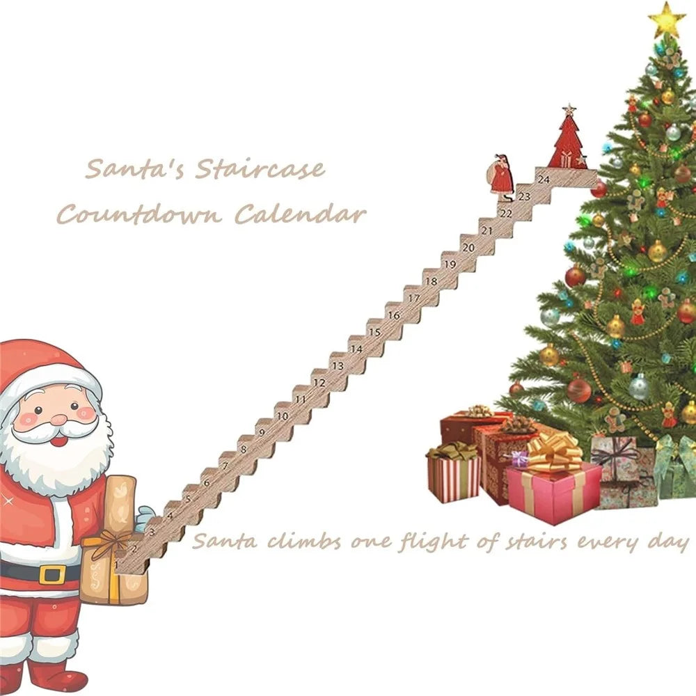 Santa Staircase Countdown Calendar Countdown to Christmas Wooden Sign Decoration - 3