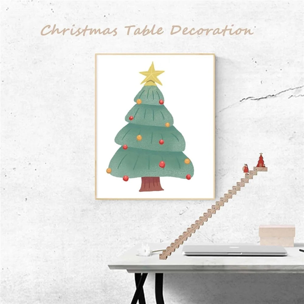 Santa Staircase Countdown Calendar Countdown to Christmas Wooden Sign Decoration - 4